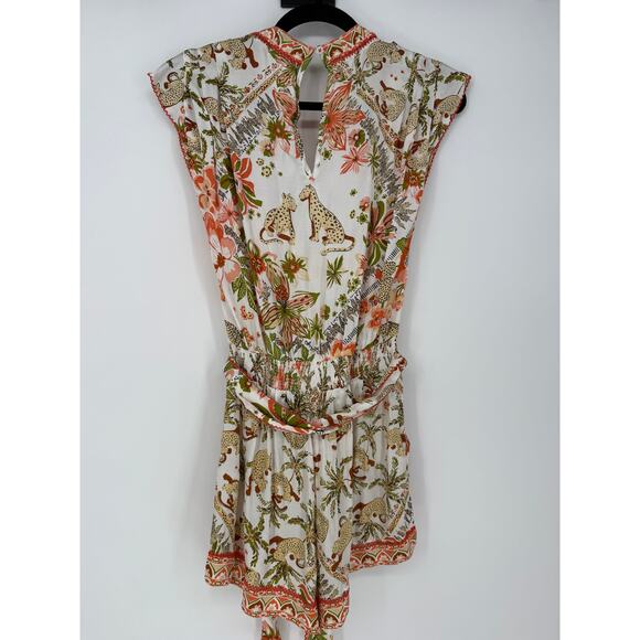 Poupette St Barth Romper Shorts Jumpsuit Anaik Pink Orange Leo Foulard Size XS/S - Picture 6 of 10